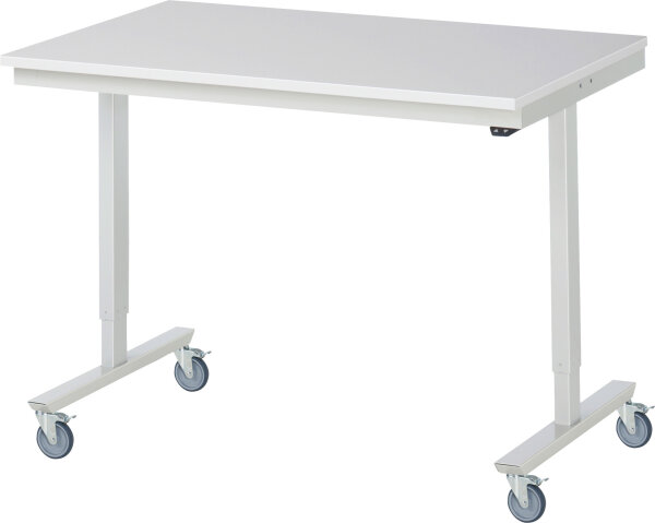 RAU Fahrbarer Arbeitstisch adlatus 150 kg, B1250xT800xH855-1255mm, M-Platte-22 mm, 08-AT-125-080-M-4LF