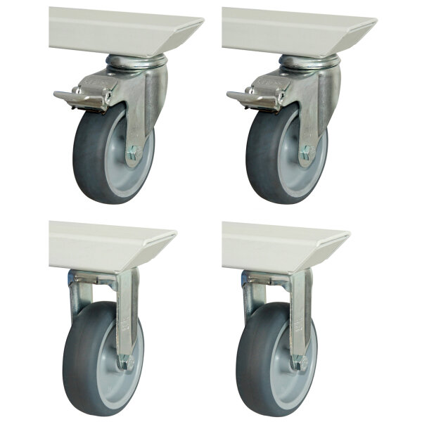 RAU Rollensatz für Serie adlatus 150, 2 Bock-und 2 Lenkrollen mit Feststeller, 08-RS-150-2LF-2B