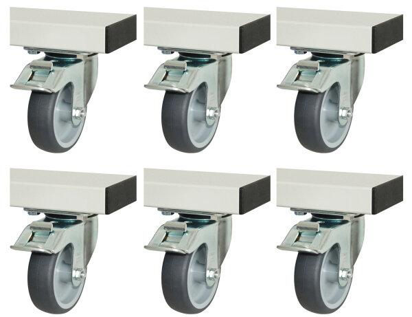 RAU Rollensatz für Serie adlatus 300+600, 6 Lenkrollen mit Feststeller, 08-RS-300-600-6LF