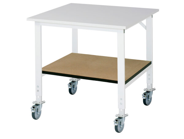RAU Fahrbarer Arbeitstisch (HV) Tom - KM-01, B1000xT1000xH910-1230mm, M-Platte-22mm, 06-625M10-10-KM01.12