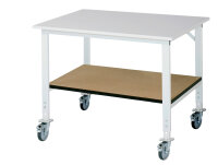 RAU Fahrbarer Arbeitstisch (HV) Tom - KM-01, B1250xT1000xH910-1230mm, M-Platte-22mm, 06-625M10-12-KM01.12