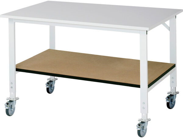 RAU Fahrbarer Arbeitstisch (HV) Tom - KM-01, B1500xT1000xH910-1230mm, M-Platte-22mm, 06-625M10-15-KM01.12