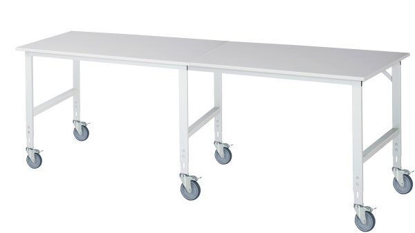 RAU Fahrbarer Arbeitstisch (HV) Tom (6 LR), B3000xT1000xH910-1230mm, M-Platte-22mm, 06-625M10-30-6LF.12