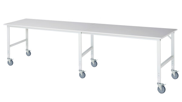 RAU Fahrbarer Arbeitstisch (HV) Tom (6 LR), B4000xT1000xH910-1230mm, M-Platte-22mm, 06-625M10-40-6LF.12