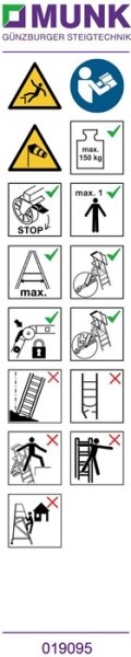 MUNK Hinweis-Aufkleber für Plattformleitern Plattformhöhe < 2,50 m Aufkleber 19095, 19164