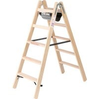 MUNK Stufen-Stehleiter Holz beidseitig begehbar 2x5...