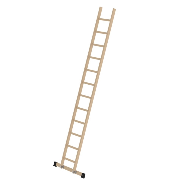 MUNK Sprossen-Anlegeleiter Holz mit Traverse 12 Sprossen, 33115