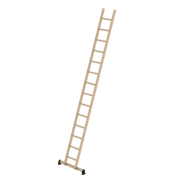 MUNK Sprossen-Anlegeleiter Holz nivello®-Traverse 14 Sprossen, 33118