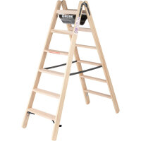 MUNK Stufen-Stehleiter Holz beidseitig begehbar 2x6...