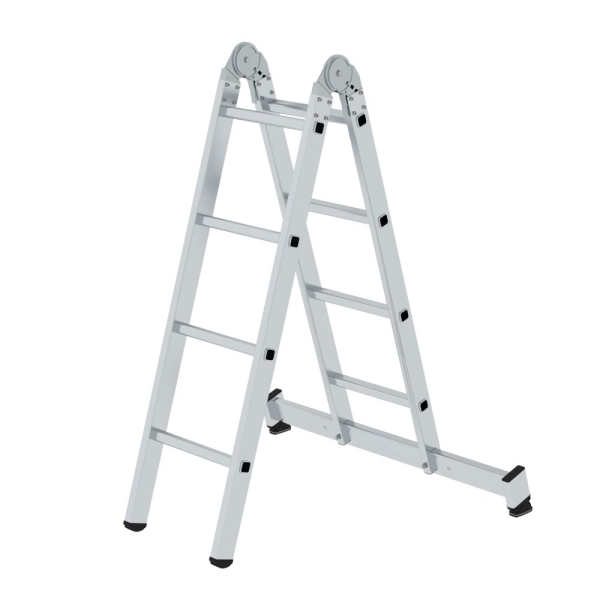 MUNK Klappleiter 2-teilig mit nivello®-Traverse 2x4 Sprossen, 32208