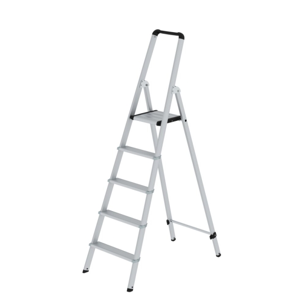 MUNK ML Stufen-Stehleiter einseitig begehbar Aluminium eloxiert 5 Stufen, 11255