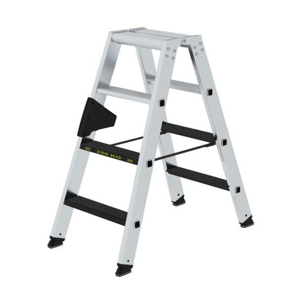 MUNK Stufen-Stehleiter 250 kg beidseitig begehbar mit clip-step R13 2x4 Stufen, 43804