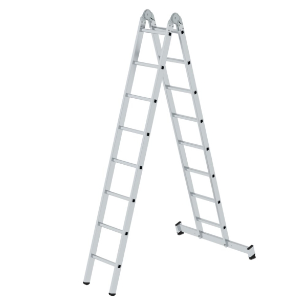 MUNK Klappleiter 2-teilig mit nivello®-Traverse 2x8 Sprossen, 32216