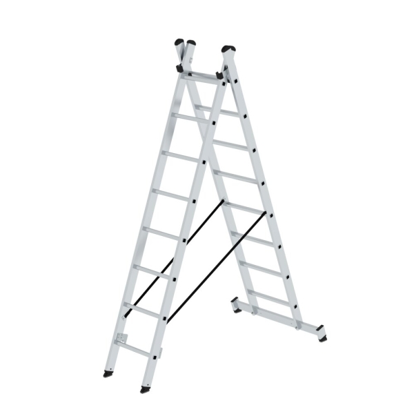 MUNK Sprossen-Mehrzweckleiter 2-teilig mit nivello®-Traverse 2x8 Sprossen, 31216