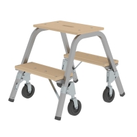 MUNK Stahl-Holz-Tritt mit Bockrollen 2x2 Stufen, 39012