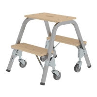 MUNK Stahl-Holz-Tritt mit Lenkrollen 2x2 Stufen, 39022