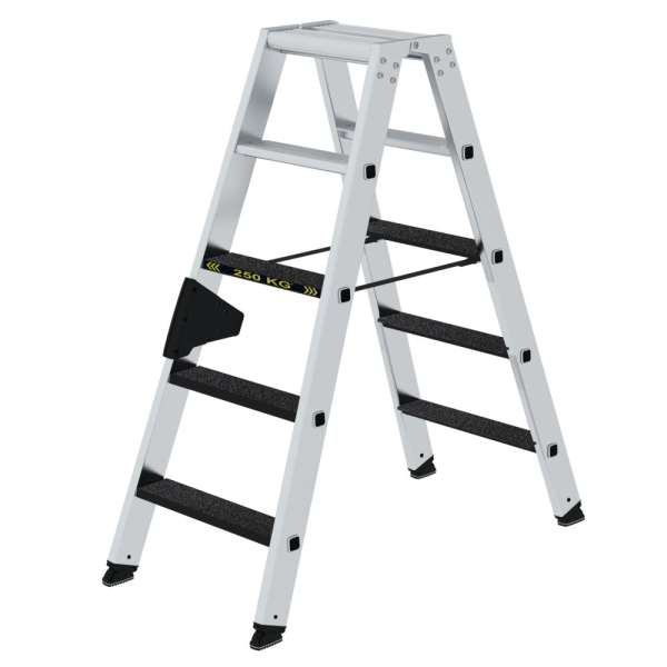 MUNK Stufen-Stehleiter 250 kg beidseitig begehbar mit clip-step R13 2x5 Stufen, 43805