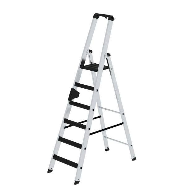 MUNK Stufen-Stehleiter 250 kg einseitig begehbar mit clip-step R13 6 Stufen, 42706