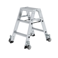 MUNK Stufen-Stehleiter beidseitig begehbar mit Rollen 2x3...