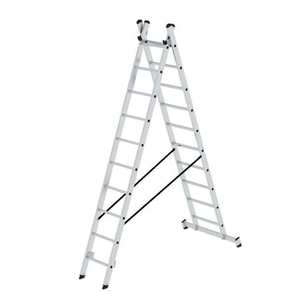 MUNK Sprossen-Mehrzweckleiter 2-teilig mit nivello®-Traverse 2x10 Sprossen, 31220