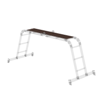 MUNK Vielzweckleiter 4-teilig mit nivello®-Traverse und Holzbelag 4x3 Sprossen, 31322