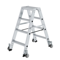 MUNK Stufen-Stehleiter beidseitig begehbar mit Rollen 2x4...