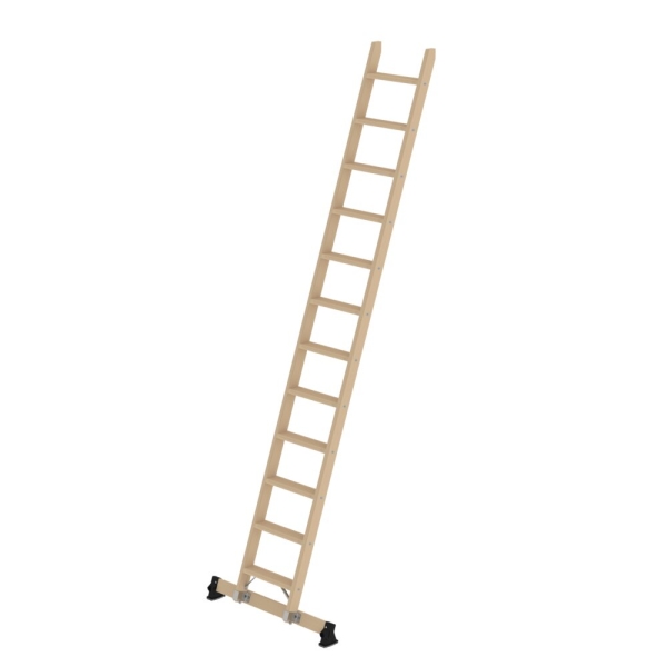 MUNK Stufen-Anlegeleiter Holz mit nivello®-Traverse 12 Stufen, 33732