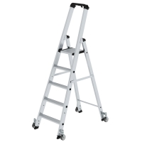 MUNK Stufen-Stehleiter einseitig begehbar mit Rollen 5...