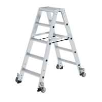 MUNK Stufen-Stehleiter beidseitig begehbar mit Rollen 2x5...