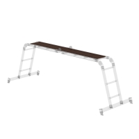 MUNK Vielzweckleiter 4-teilig mit nivello®-Traverse und Holzbelag 2x3 + 2x4 Sprossen, 31324