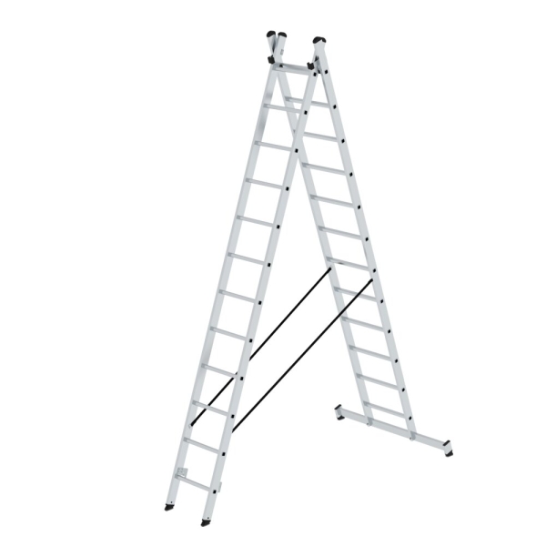 MUNK Sprossen-Mehrzweckleiter 2-teilig mit nivello®-Traverse 2x12 Sprossen, 31224