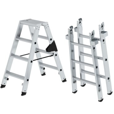 MUNK Stufen-Stehleiter-Set beidseitig begehbar steckbar inkl. Einsteckteil, 40272