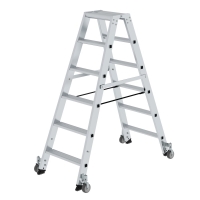 MUNK Stufen-Stehleiter beidseitig begehbar mit Rollen 2x6...