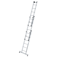 MUNK Sprossen-Mehrzweckleiter 3-teilig mit nivello®-Traverse und Wandlaufrollen 3x6 Sprossen, 33306