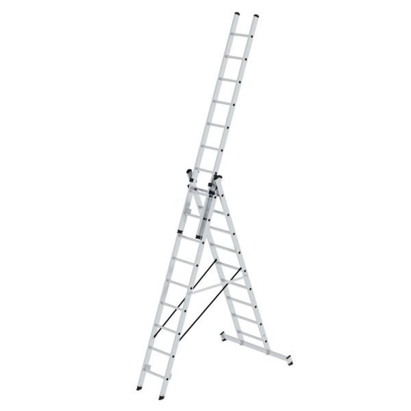 MUNK Mehrzweckleiter 3-teilig mit nivello®-Traverse 3x9 Sprossen, 11108