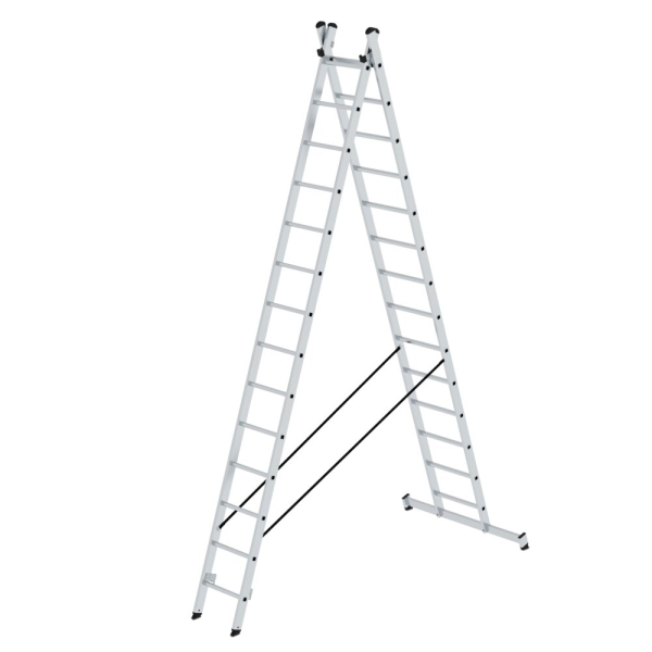 MUNK Sprossen-Mehrzweckleiter 2-teilig mit nivello®-Traverse 2x14 Sprossen, 31228