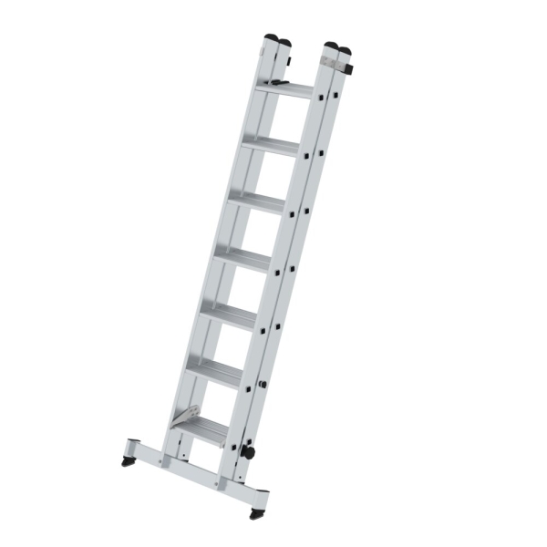 MUNK Stufen-Schiebeleiter 2-teilig mit nivello®-Traverse 2x7 Stufen, 40660