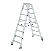 MUNK Stufen-Stehleiter beidseitig begehbar mit Rollen 2x8...