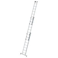 MUNK Sprossen-Mehrzweckleiter 3-teilig mit nivello®-Traverse und Wandlaufrollen 3x8 Sprossen, 33308