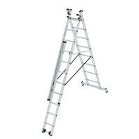 MUNK Sprossen-Mehrzweckleiter 3-teilig mit nivello®-Traverse und Wandlaufrollen 3x8 Sprossen, 33308