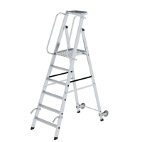 MUNK Plattformleiter mit Rollen und Griff 6 Stufen mit...
