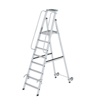 MUNK Plattformleiter mit Rollen und Griff 8 Stufen mit...