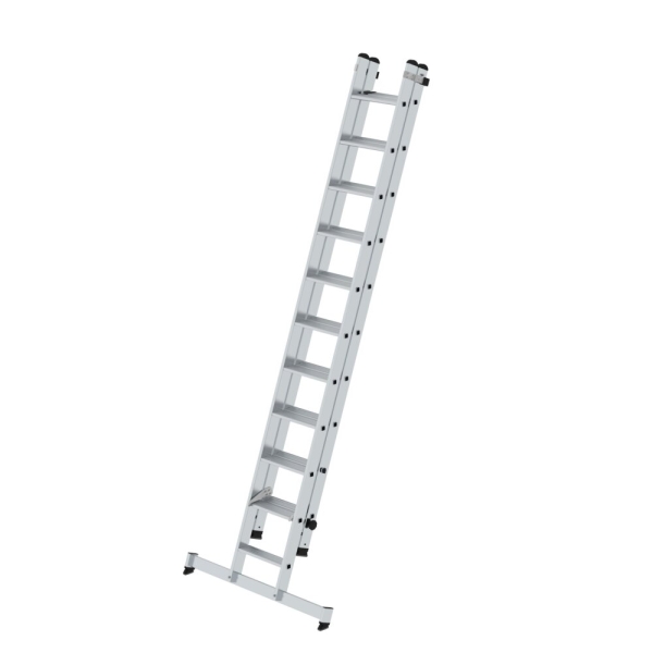 MUNK Stufen-Schiebeleiter 2-teilig mit nivello®-Traverse 1x11 + 1x10 Stufen, 40666
