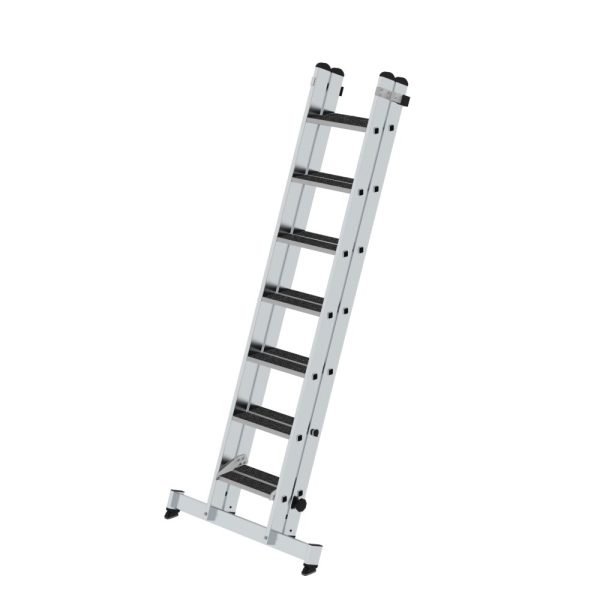 MUNK Stufen-Schiebeleiter 2-teilig mit nivello-Traverse und clip-step R13 2x7, 40670