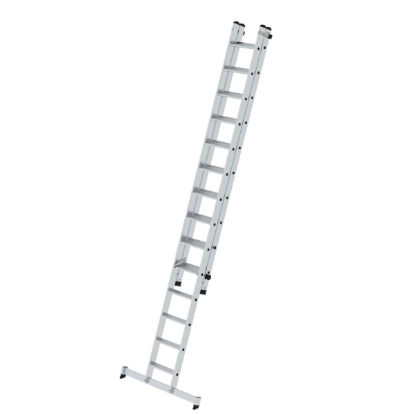 MUNK Stufen-Schiebeleiter 2-teilig mit nivello®-Traverse 1x14 + 1x10 Stufen, 40669