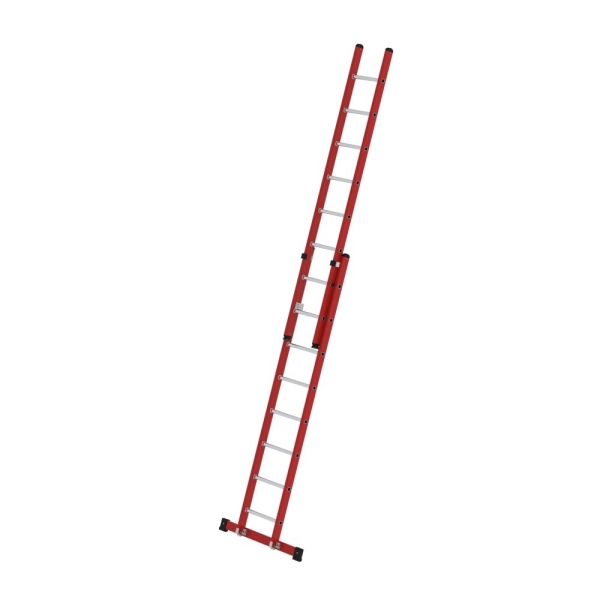 MUNK Sprossen-Schiebeleiter 2-teilig GFK/Alu mit Traverse 2x8 Sprossen, 35508