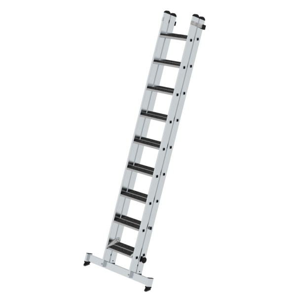 MUNK Stufen-Schiebeleiter 2-teilig mit nivello-Traverse und clip-step R13 2x9, 40673