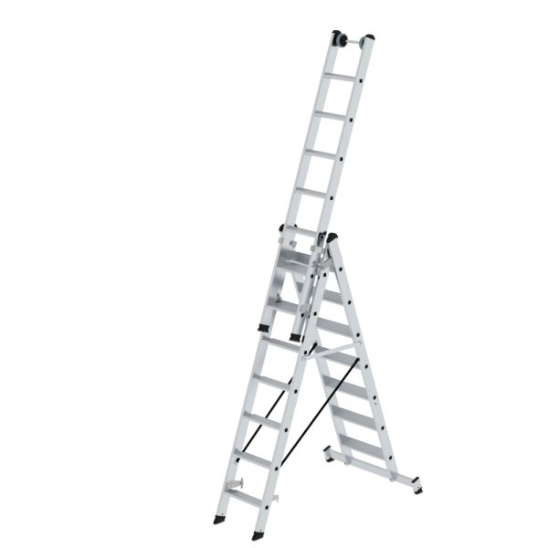 MUNK Stufen-Mehrzweckleiter 3-teilig mit nivello®-Traverse 3x7 Stufen, 33321