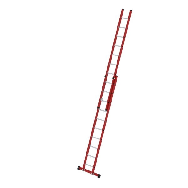MUNK Sprossen-Schiebeleiter 2-teilig GFK/Alu mit Traverse 2x10 Sprossen, 35510
