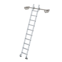MUNK Stufen-Regalleiter fahrbar für Doppelregal 10...